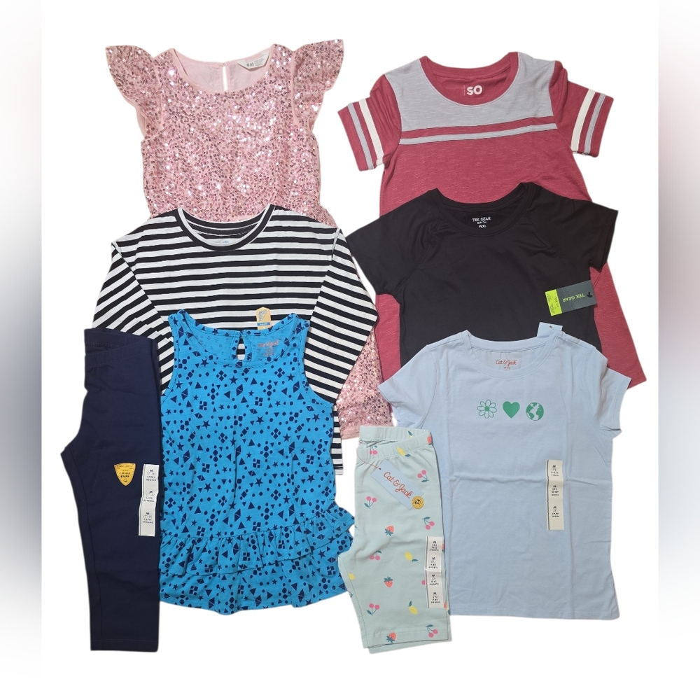 Bundle Lot Girls Dresses/ t-shirts /pants Size 7/8